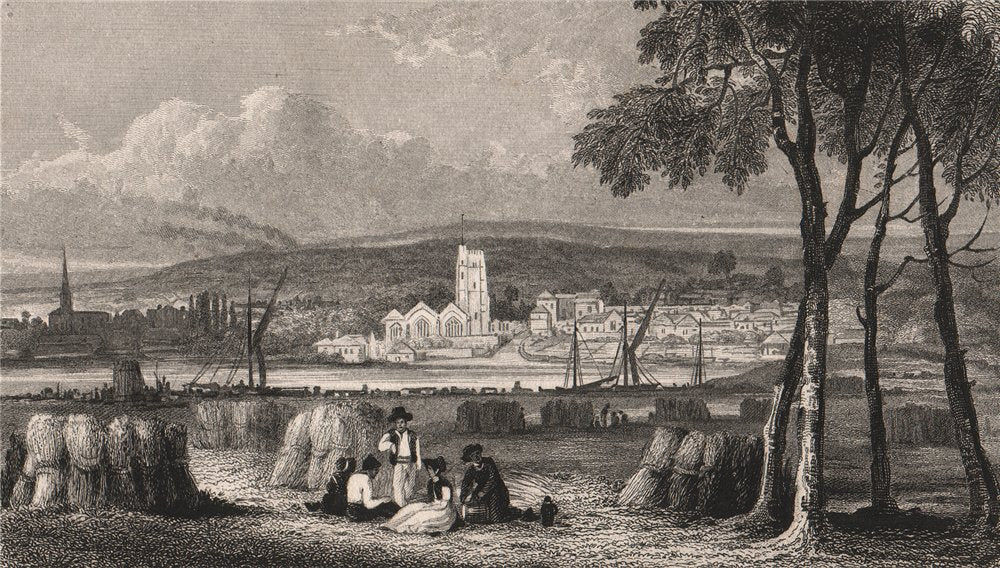 Maidstone from the London Road. All Saints Church. Kent. SHEPHERD 1829 print